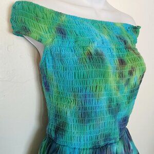 Hand Dyed Blue & Green Dress With Pockets Summer Sundress Women's Size XXXL (22)
